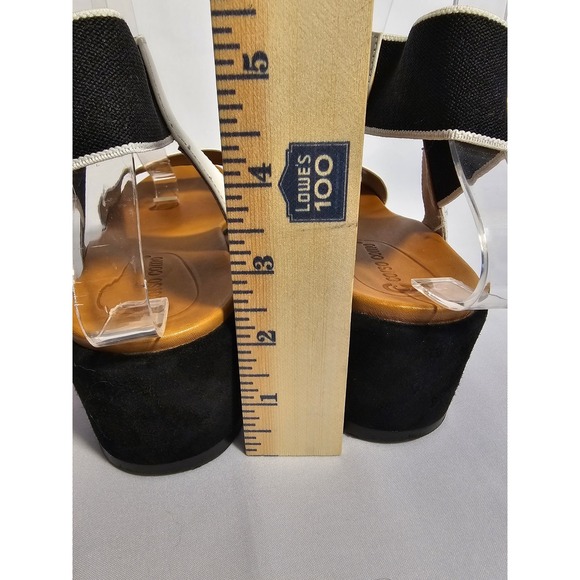 Corso Como Women Platform Wedge Sandals Black White Leather Elastic Strap Sz 9.5 - Picture 4 of 6